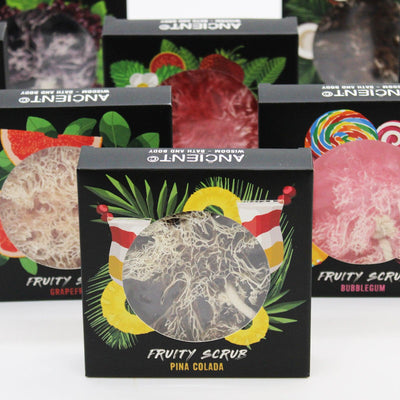 Gift Boxed Fruity Scrub Soap On A Rope -Coconut.
