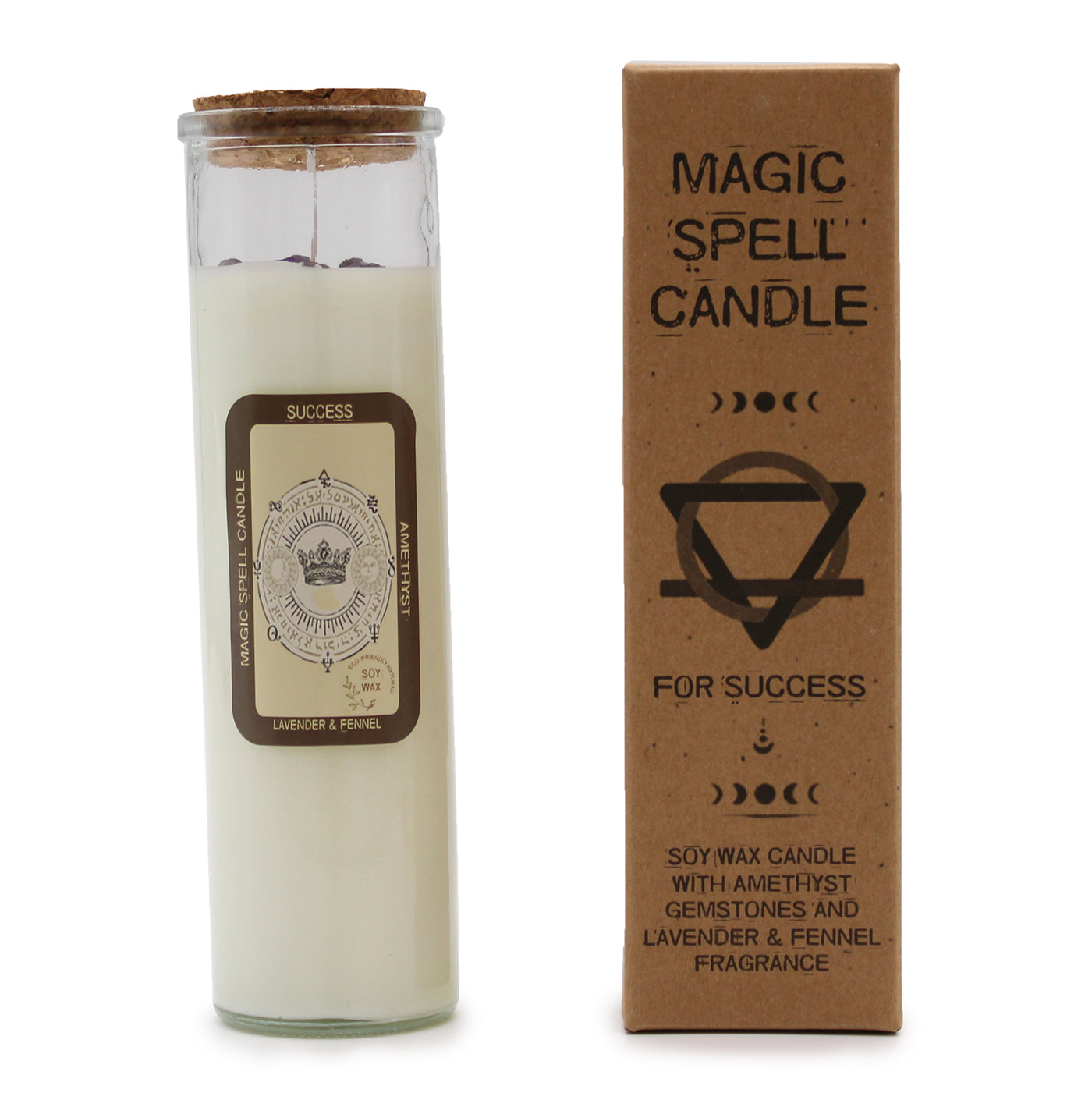 Magic Spell Amethyst Gemstone Success Fragranced Soy Wax Candles - Lavender & Fennel