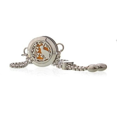Aromatherapy Jewellery Chain Bracelet Cat & Flowers 20mm.