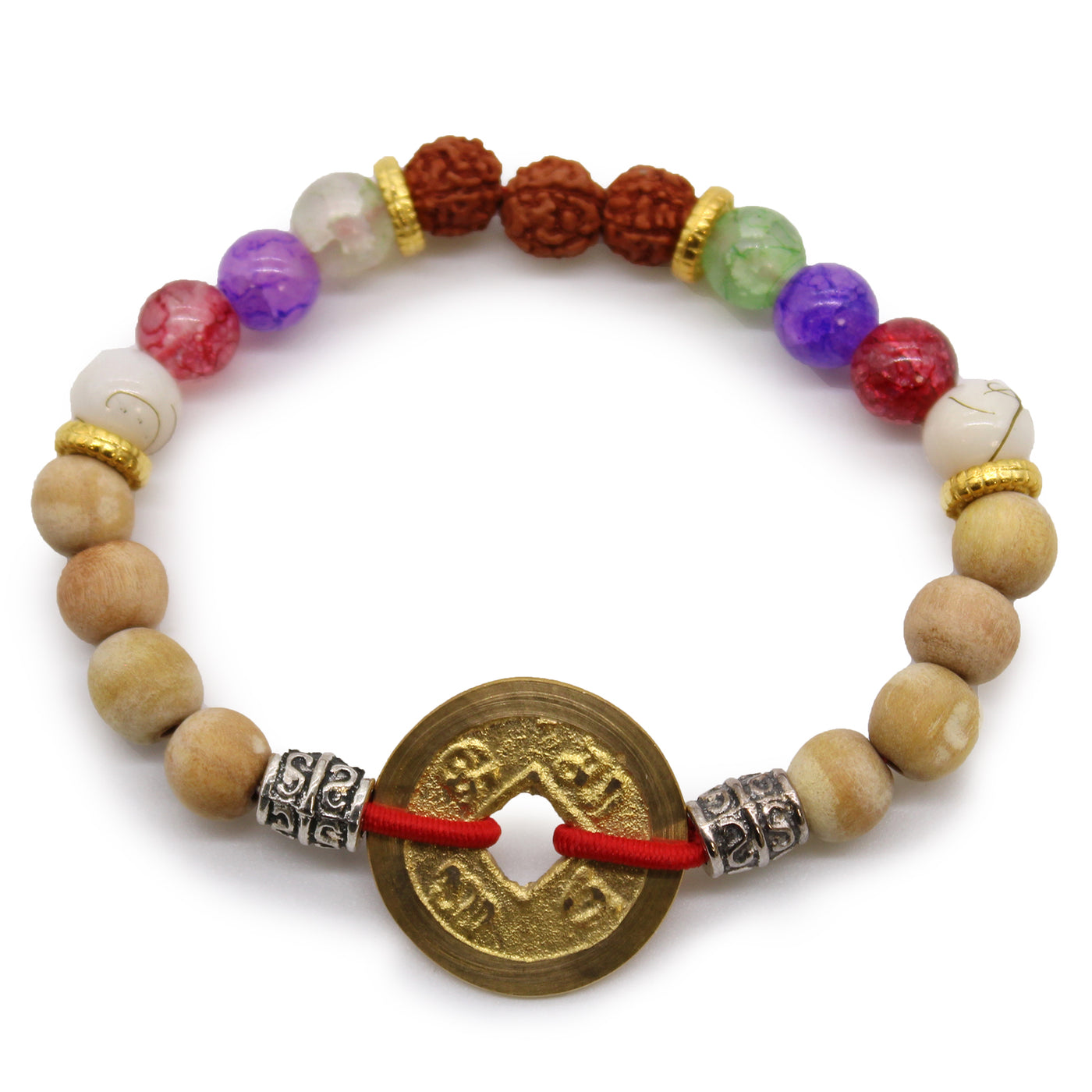 Tri Hita Karana Bangle With Stone Glass & Wooden Beads - Believe