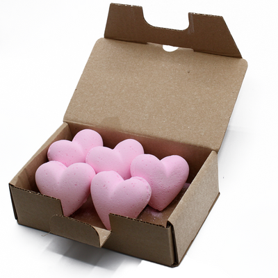 Box Of 5 Bubblegum Love Heart Bath Bombs.