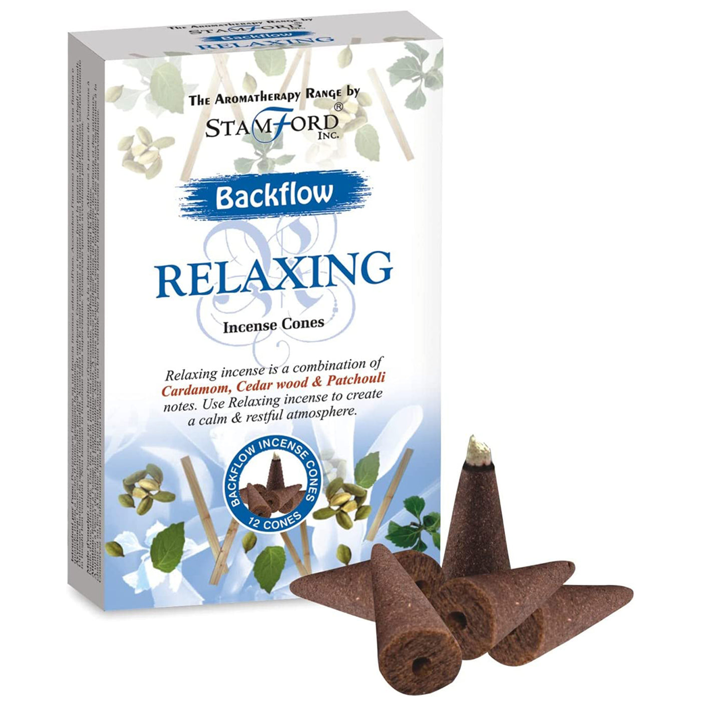 Stamford Aromatherapy Backflow Cones - Cardamom Cedar Wood & Patchouli Relaxing.