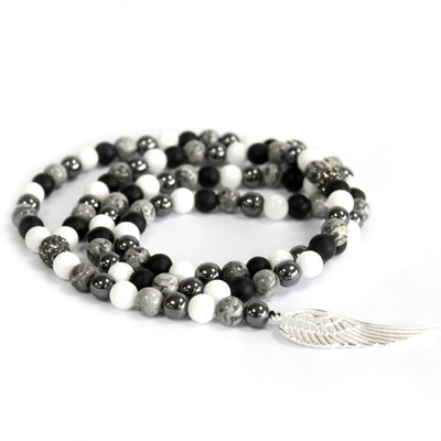 Mystic Angel Wing Grey Agate Women's Necklace