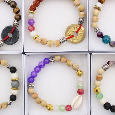 Balance Women's Bracelet With Stone Glass & Wooden Beads In Gift Box
