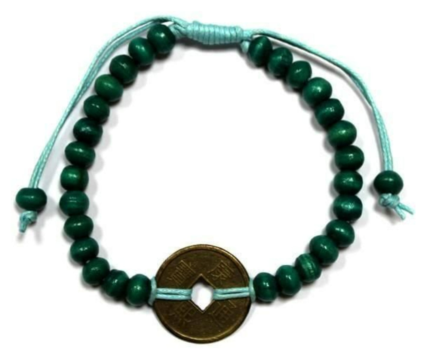 Unisex Green Good Luck Coin Of Fortune Feng-Shui Bracelets.