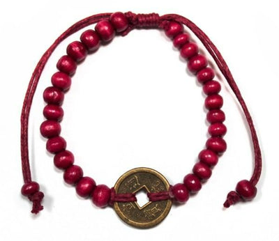 Unisex Red Good Luck Coin Of Fortune Feng-Shui Bracelets.