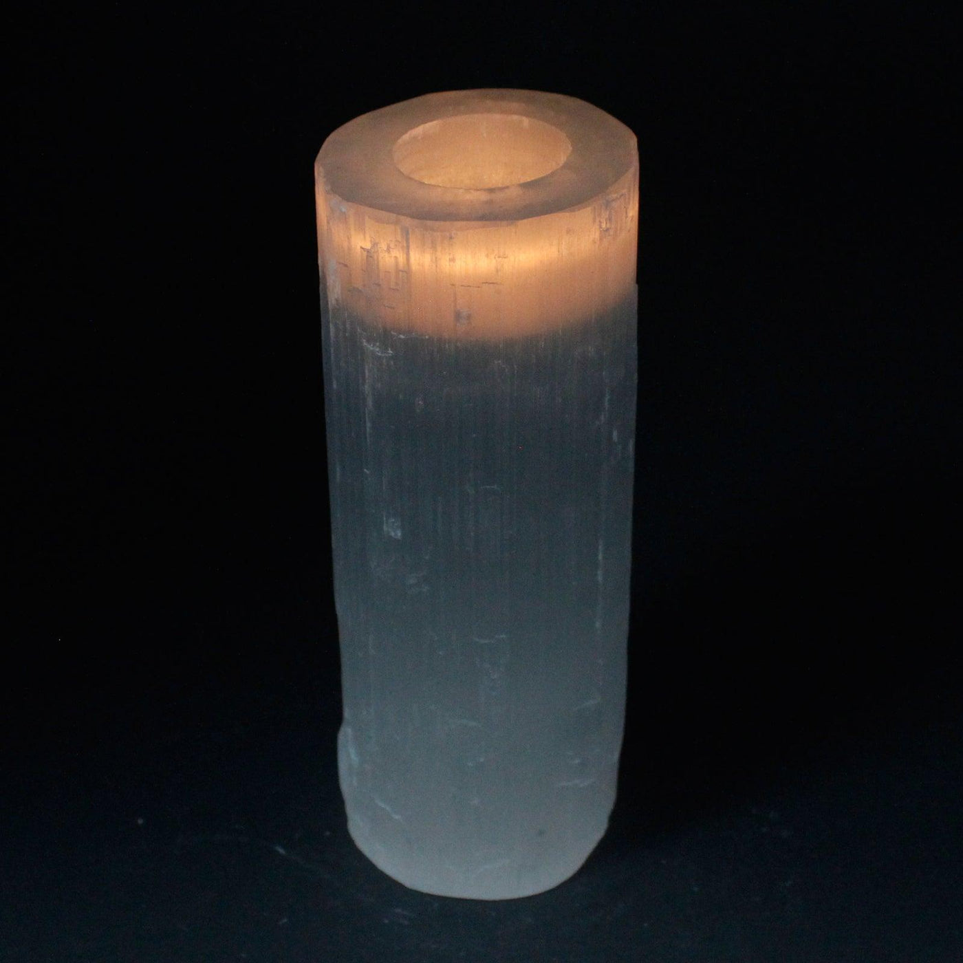 Large Selenite Natural Stone Cylinder Garden Home Candle Tealight Holders 8,10,15,20cm