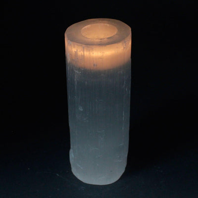 Large Selenite Natural Stone Cylinder Garden Home Candle Tealight Holders 8,10,15,20cm