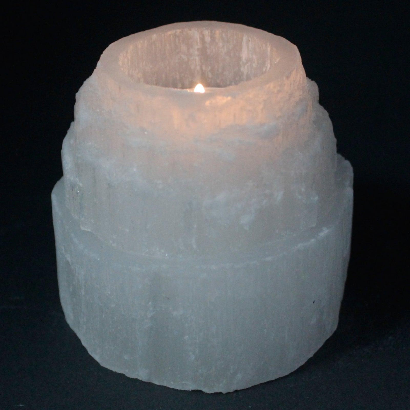 Selenite Mountain Top Candle Holder.