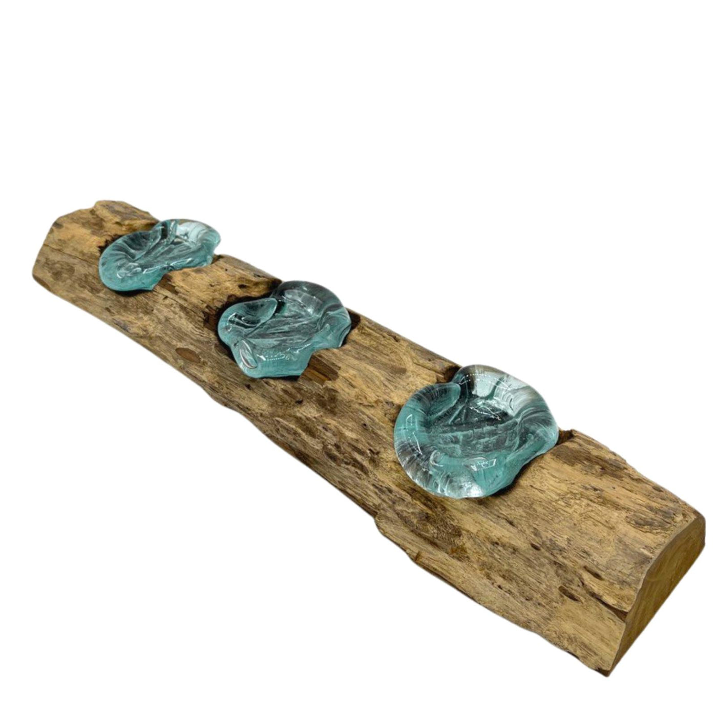 Glass And Wood Natural Eco Candle Holder 3 Candles