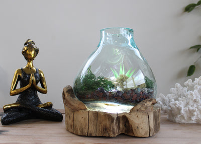 Large Molten Glass Zen Garden Hand Blown Table Lamp 30cm.