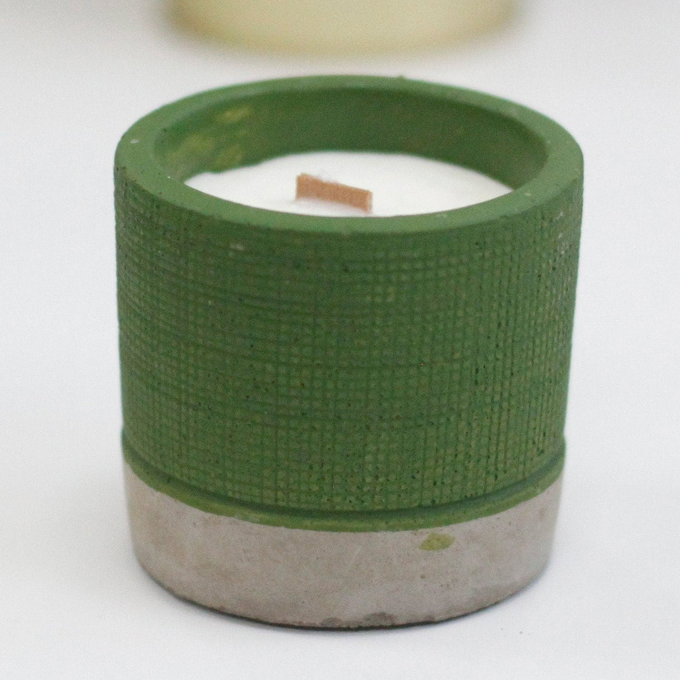 Green Wooden Wick Concrete Candle Gift Box Sea Moss & Herbs.