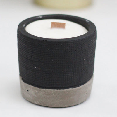 Black Concrete Wooden Wick Candle Gift Box - Brandy Butter.