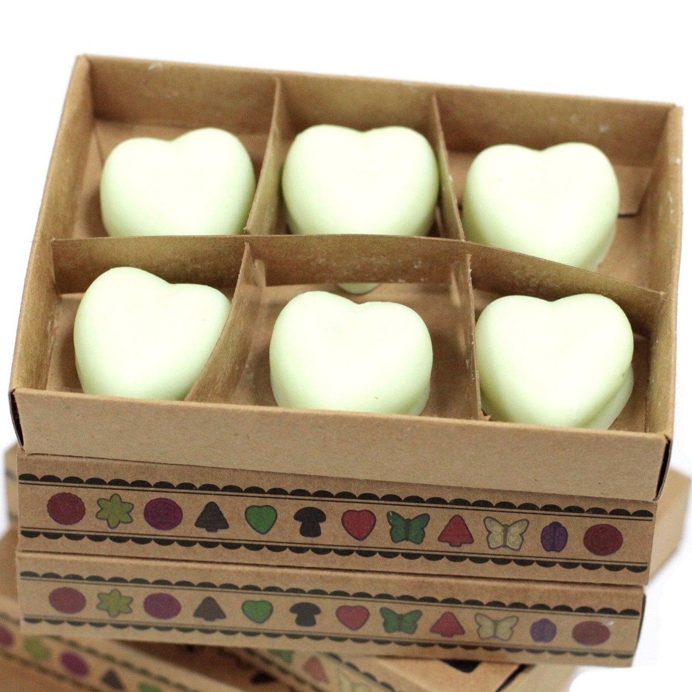 Box of 6 Mint Green Heart Shaped Wax Melts - Watermelon Fresh.