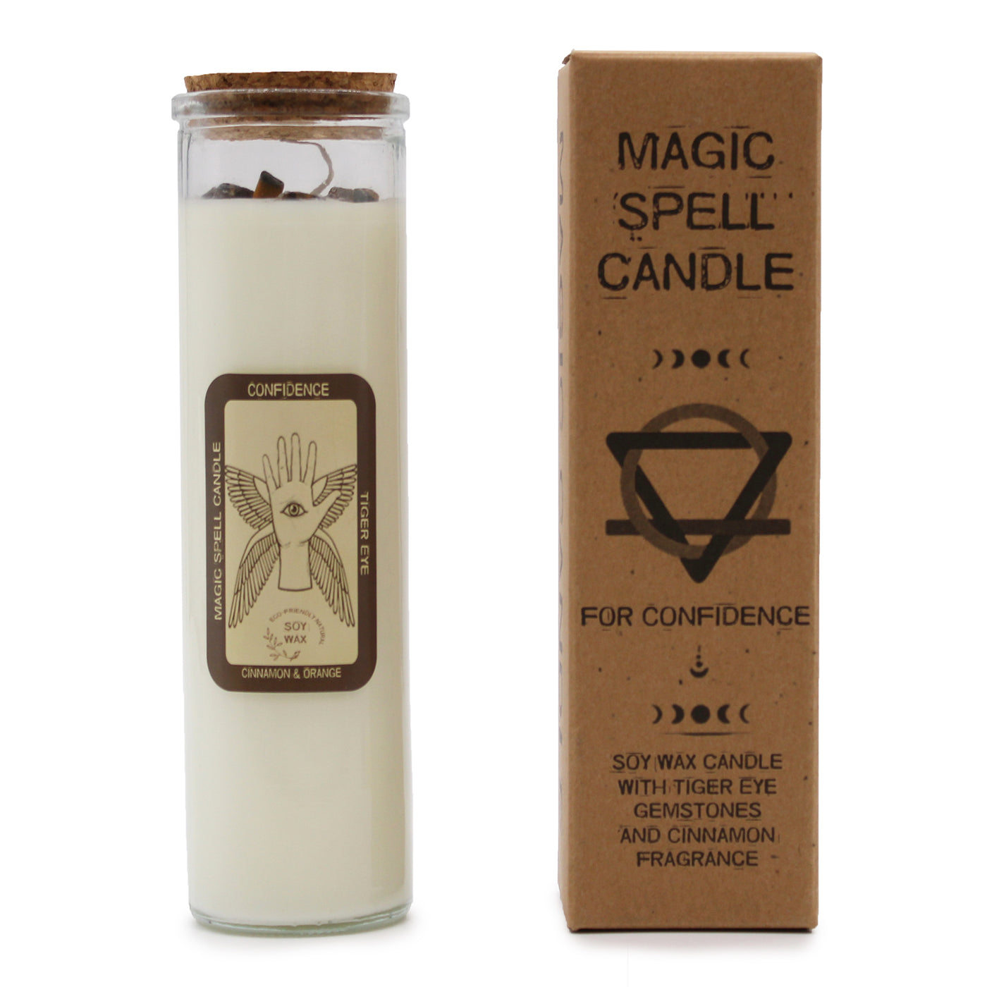Magic Tiger Eye Gemstone Confidence Fragranced Spell Soy Wax Candles. Fragrance Cinnamon & Orange.