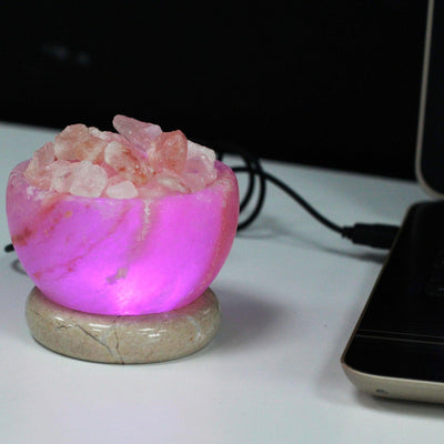  Colour Changing Himalayan Salt Fire Bowl Lamp With USB Cable.