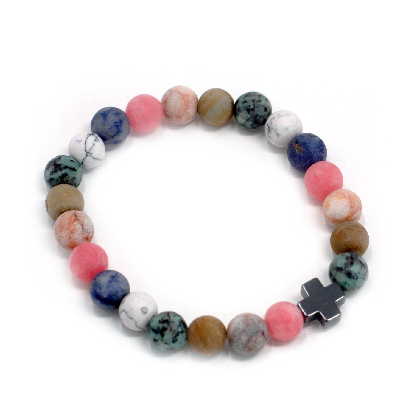 Set Of Two Women's Rainbow Gemstones Harmony Friendship Bracelet.