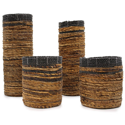 Set Of 4 Handwoven Seagrass Vases & Bins Set.