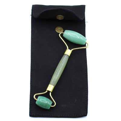 Natural Gemstone Jade Face Roller In Cosmetic Pouch.