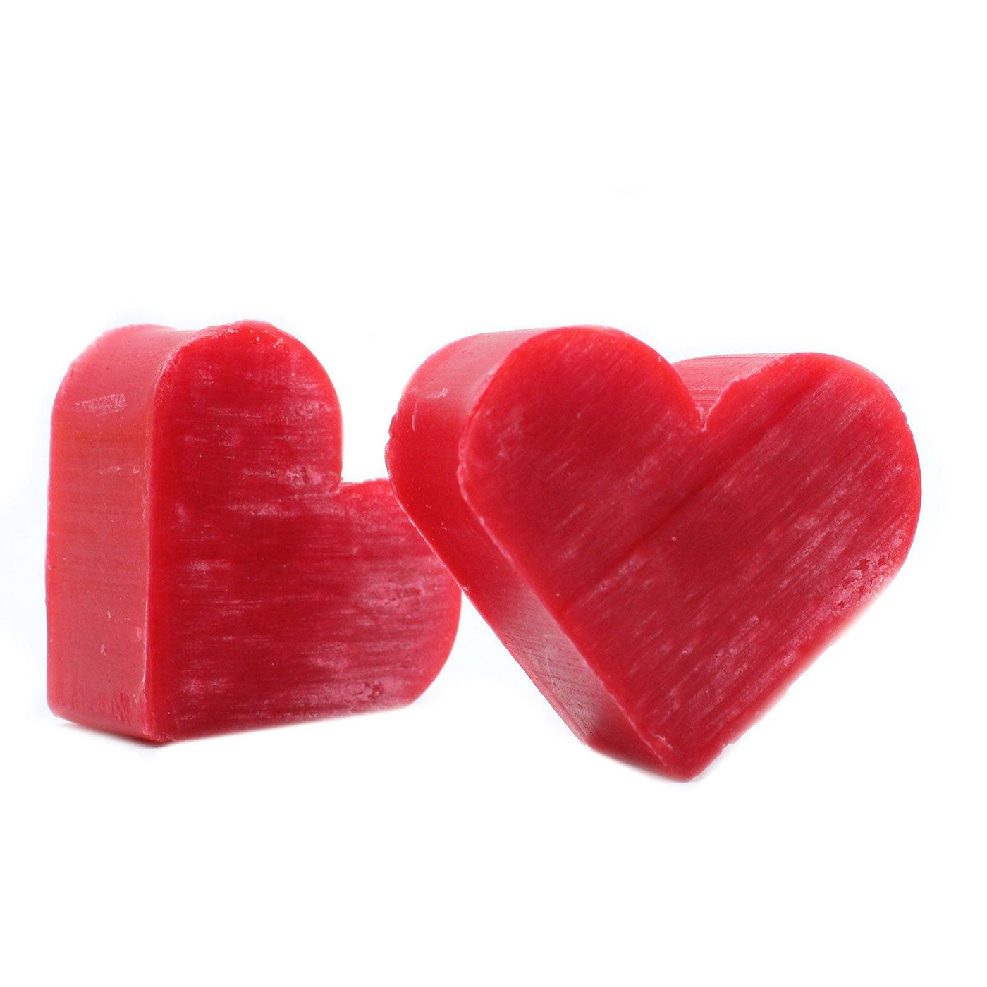 10x Red Heart Shaped Paraben Free Fragranced Guest Soaps - Raspberry.