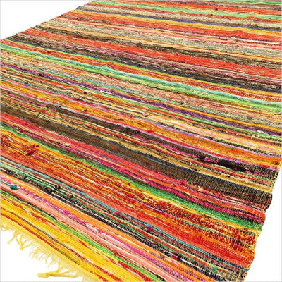 Colourful Luxury Eco Friendly Indian Rugs - Yellow Accent 154 x 90cm. 