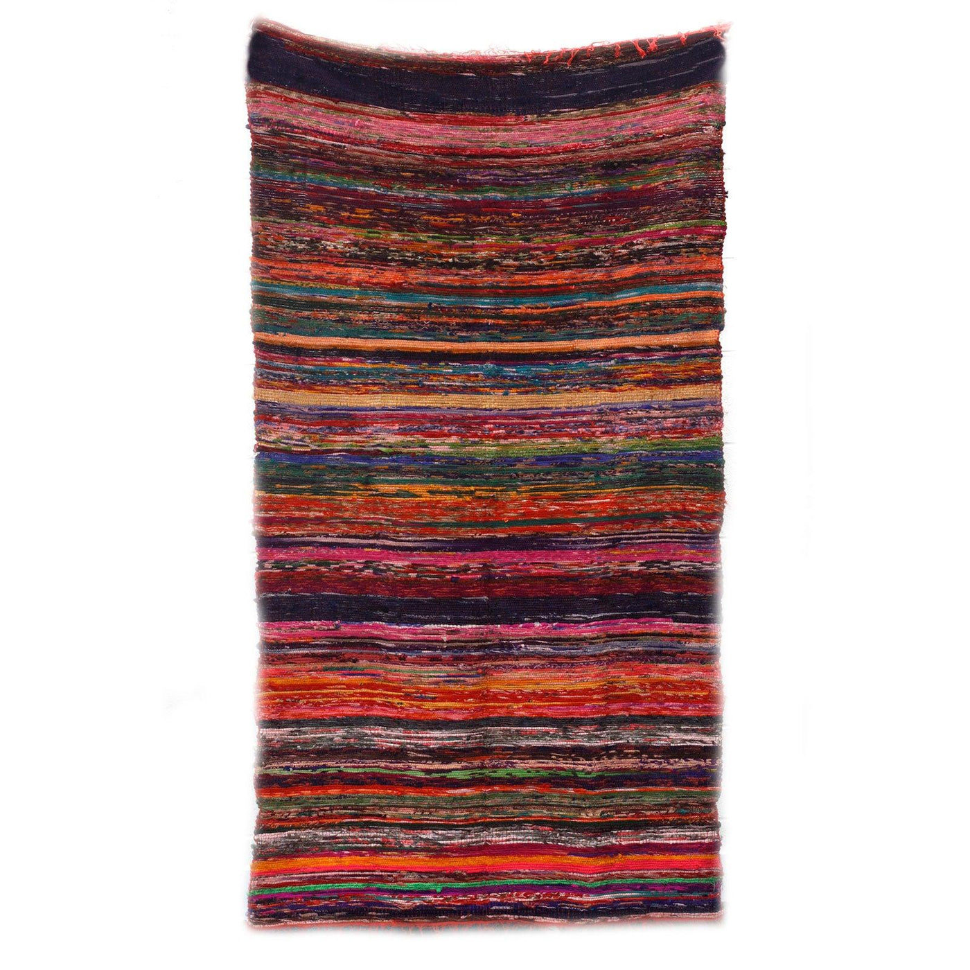 Eco Friendly Multicolour Stripped Indian Rugs - Red Accent 150 x 90cm. 