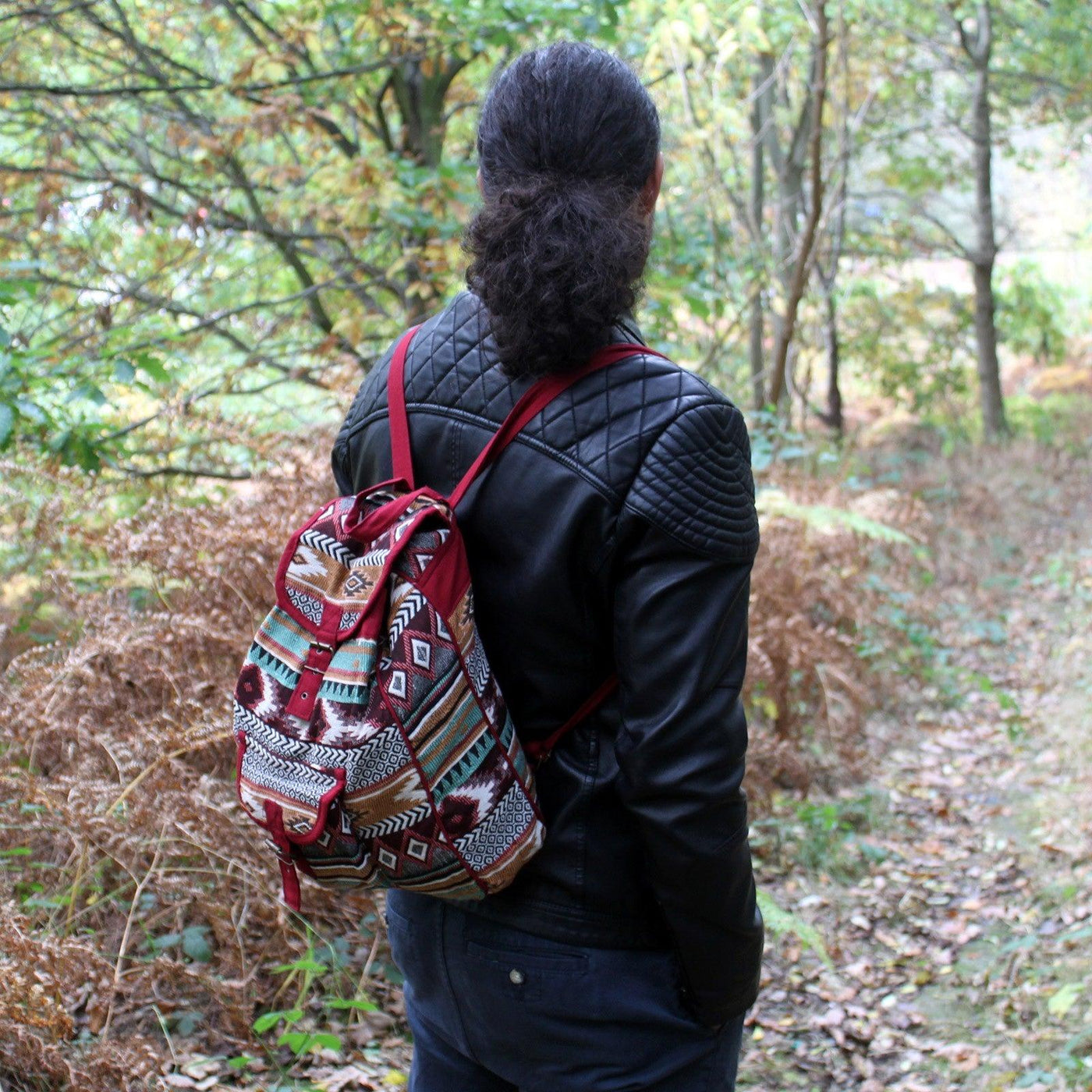 Jacquard Nepal Women's, Men's  Backpack Bag - Chocolate Brown.