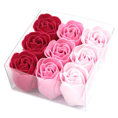 Set of 9 Luxury Gift Soap Bath Flowers Gift Box Pink Roses.
