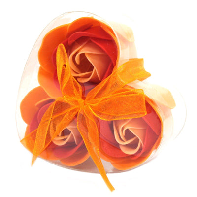 Set of 3 Luxury Soap Bath Flowers Heart Gift Box - Peach Roses.  A wonderful range of Luxury Soap Flowers. They are a perfect addition for a relaxing romantic bath, or you can even use individual petals as guest soaps. Beautifully packed these Soap Flowers are a perfect gift, wedding favours, Christmas stocking filler or just a little treat for yourself. 