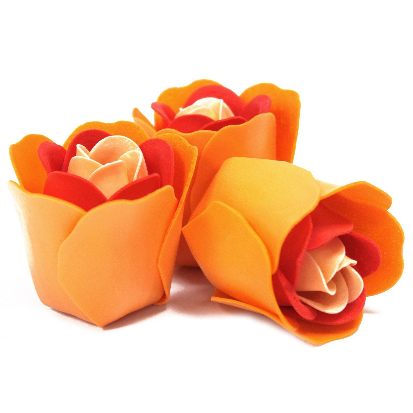 Set of 3 Luxury Soap Bath Flowers Heart Gift Box - Peach Roses.  A wonderful range of Luxury Soap Flowers. They are a perfect addition for a relaxing romantic bath, or you can even use individual petals as guest soaps. Beautifully packed these Soap Flowers are a perfect gift, wedding favours, Christmas stocking filler or just a little treat for yourself. 