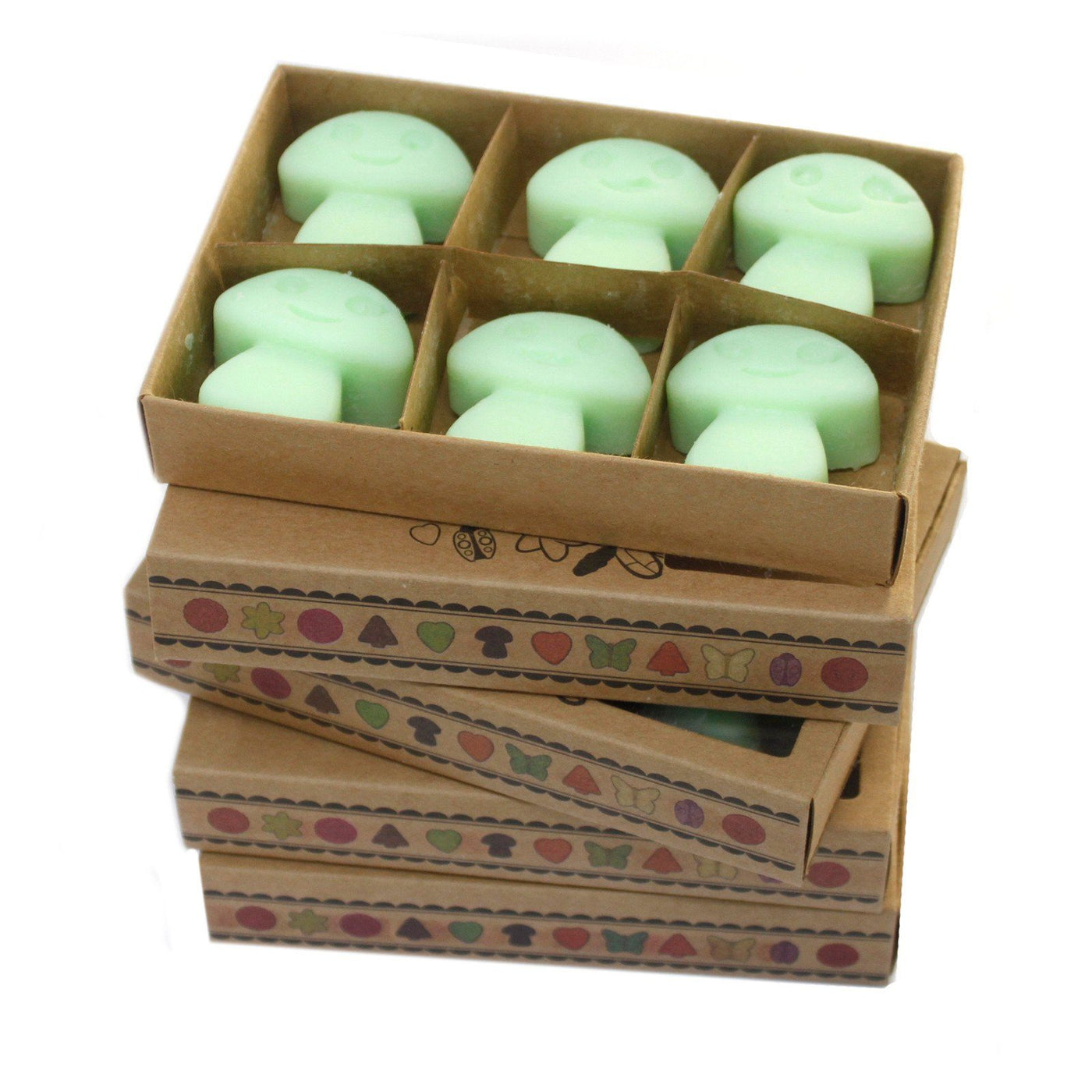 Box of 6 Green Toadstool Fragranced Soy Wax Melts - Liquorice.