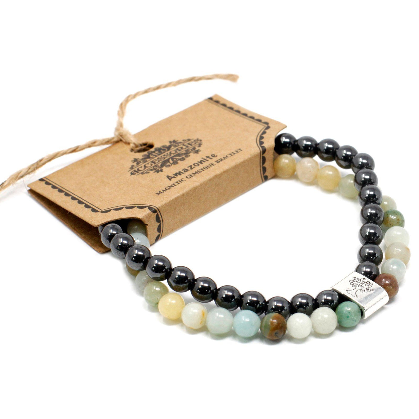 Women's Magnetic Amazonite Gemstone Bracelet Set.