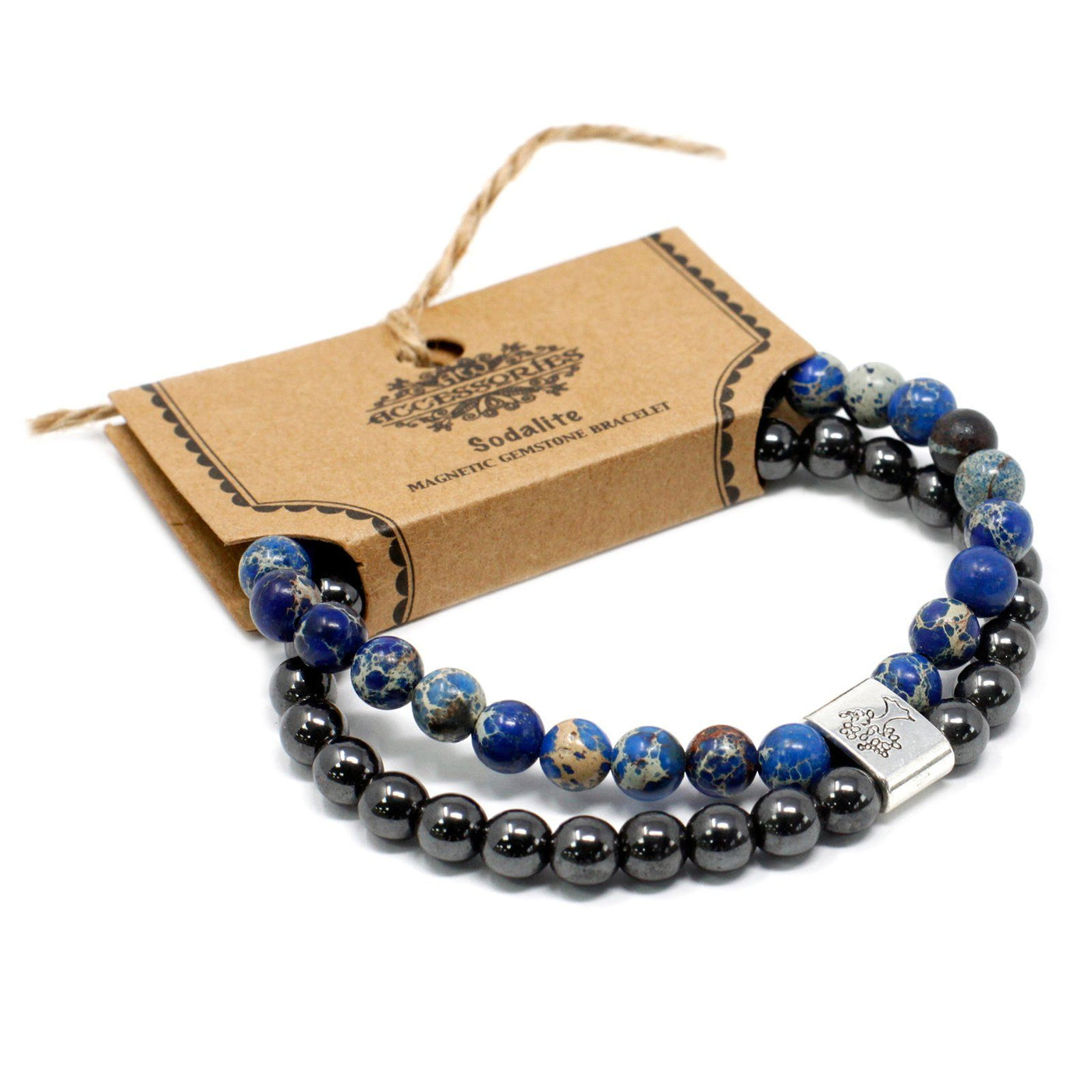 Unisex Tree Of Life Magnetic Sodalite Gemstone Bracelet Set With Blue, Grey Black, BrownnStones