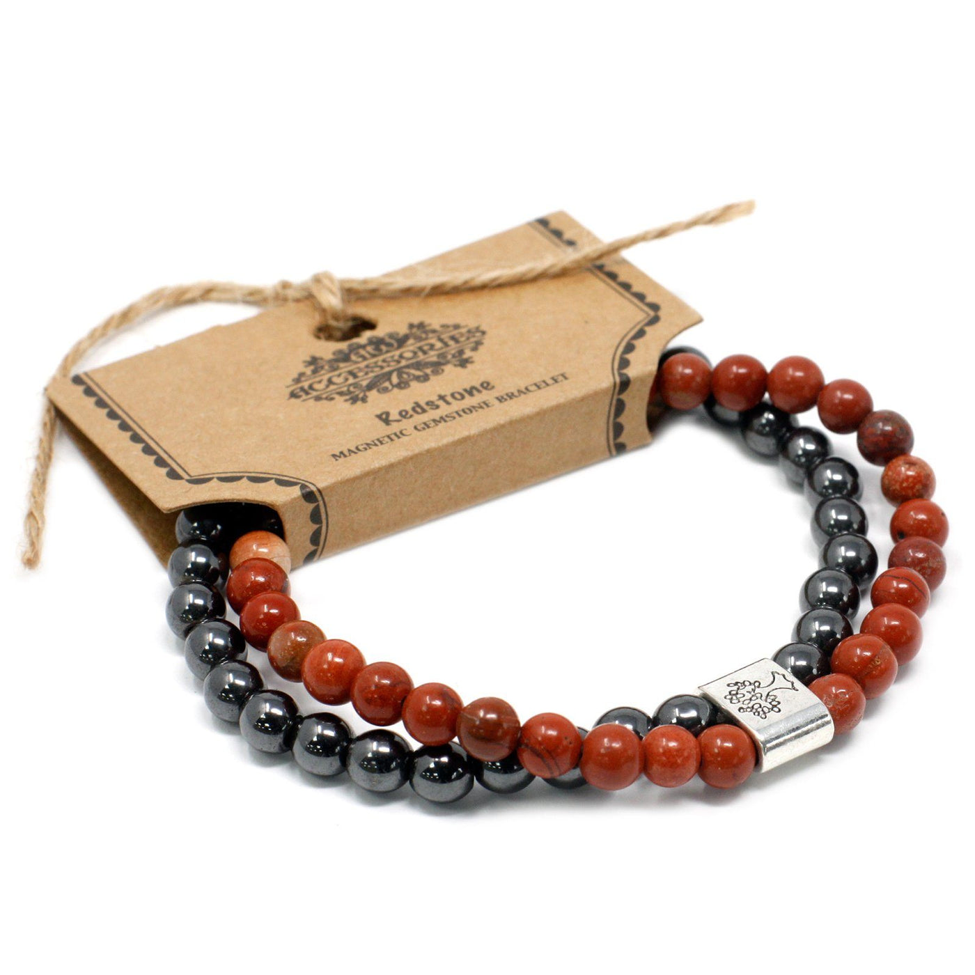 Unisex Tree Of Life Magnetic Redstone Gemstone Bracelet Set.