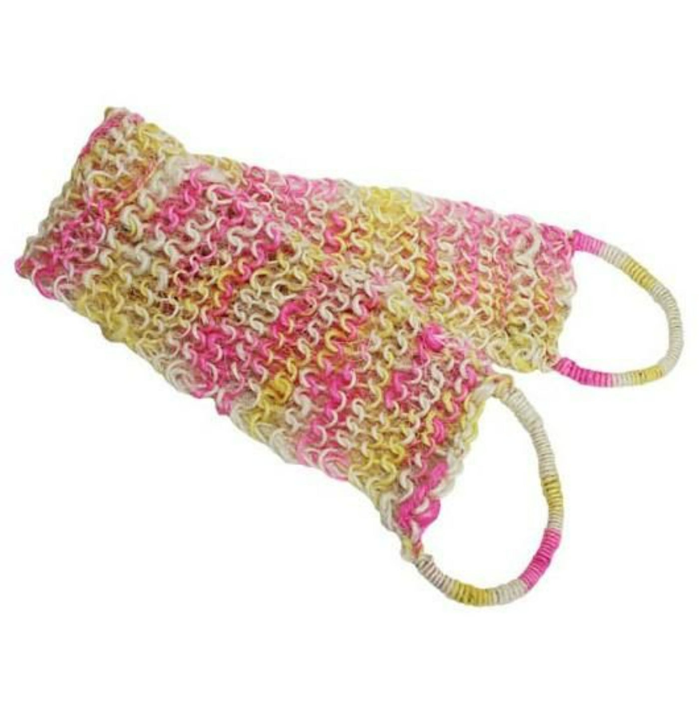 Fat Springy Stringy Back Scrub - Pink & Yellow.