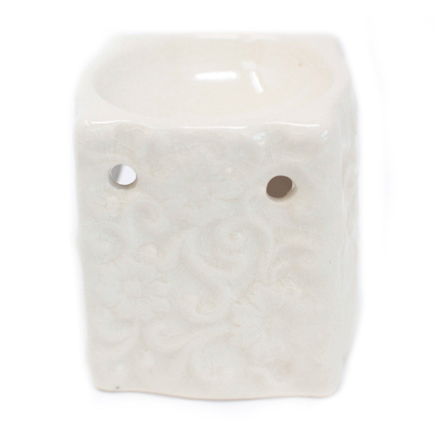 Classic Small Square Floral Oil Burner - Assorted: White Turquoise Apple Green  