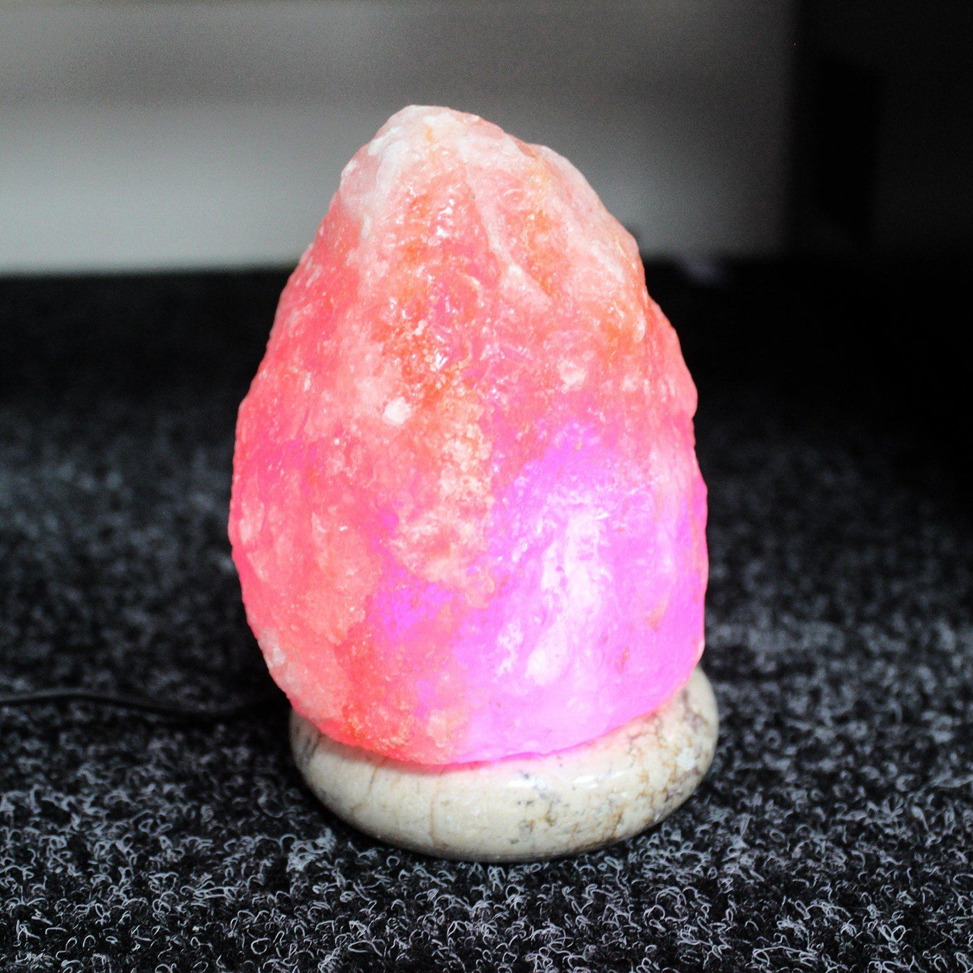 Quality Multicolour Or Natural Light USB Salt Lamp On A Stone Base.