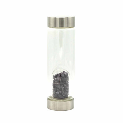 Amethyst Chipped Gemstone Infused Glass Water Bottle 500 ml.