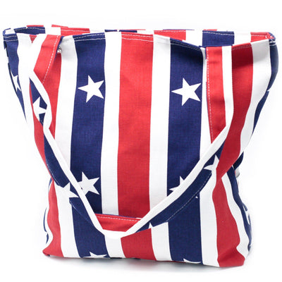 American Style Strong Canvas Shopper Bags - Red White & Blue.