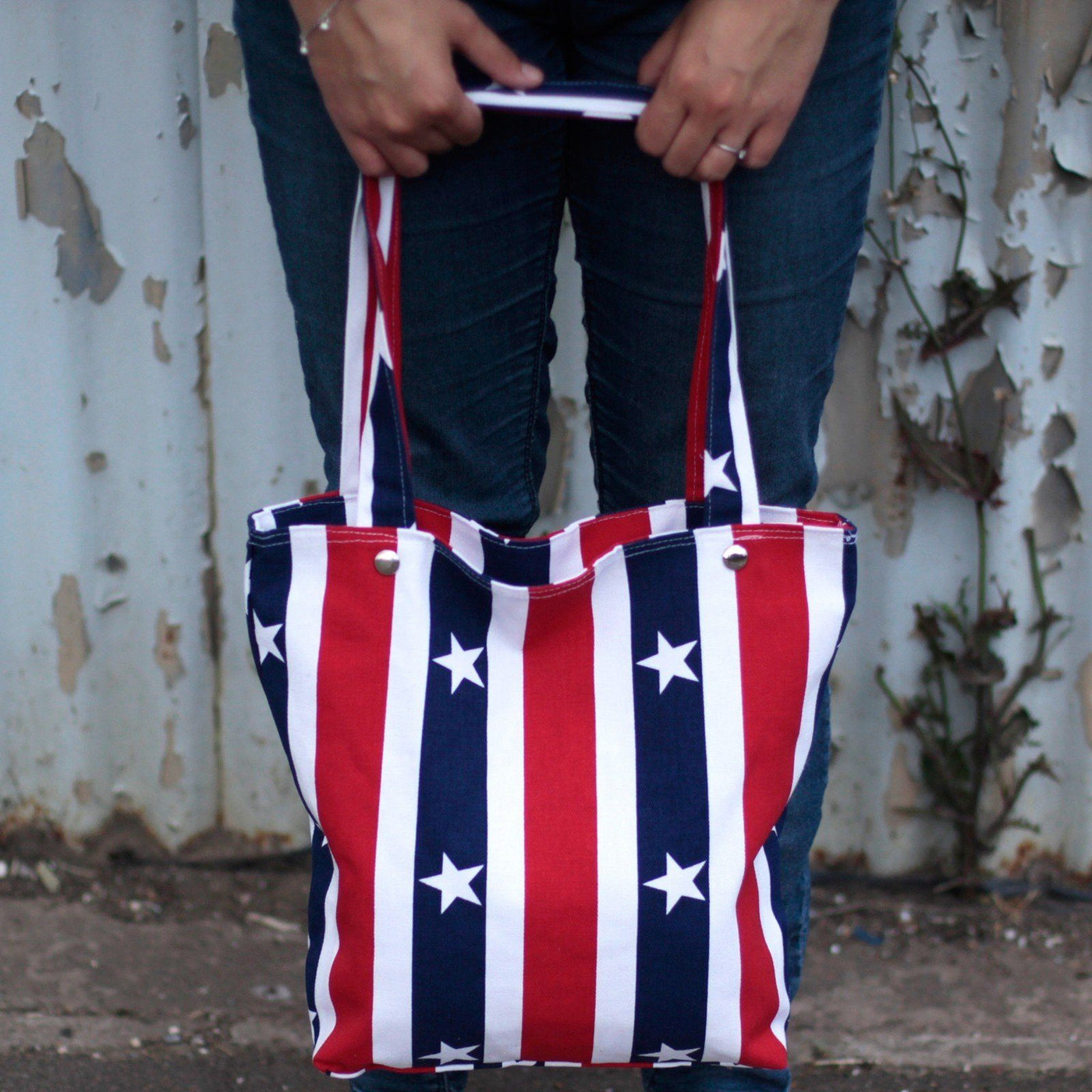 American Style Strong Canvas Shopper Bags - Red White & Blue