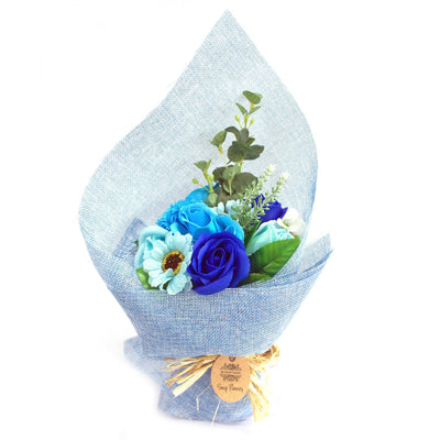 Luxury Standing Blue Body Soap Flower Bouquet Gift Set.