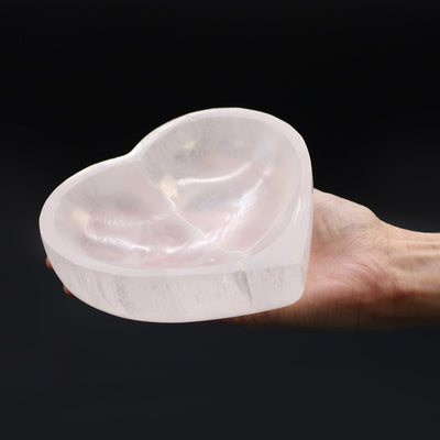 Heart Shaped Selenite Stone Bowl - 15cm.