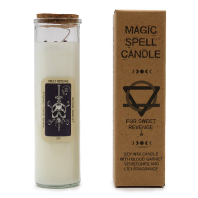 Magic Blood Garnet Gemstone Sweet Revenge Fragranced Spell Soy Wax Candles. Fragrance Lily.