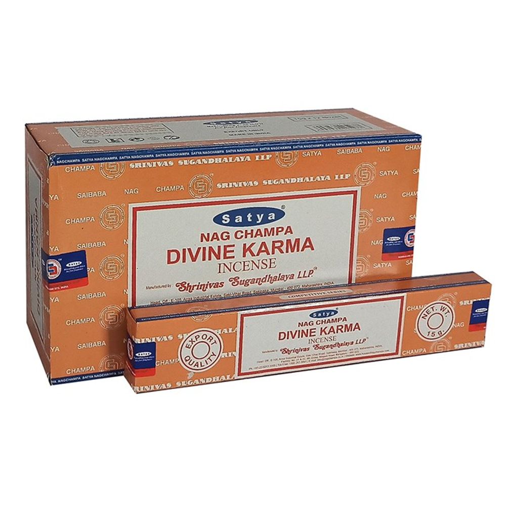 Set of 12 Packets of Divine Karma Incense Sticks by Satya