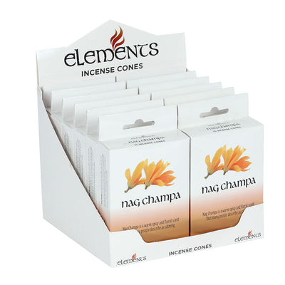 Set of 12 Packets of Elements Nag Champa Incense Cones