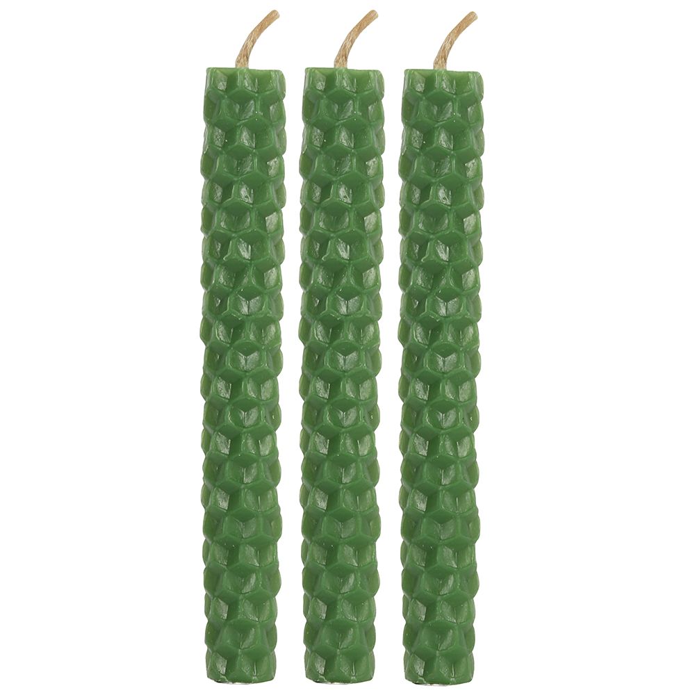 Set of 6 Green Beeswax Spell Candles