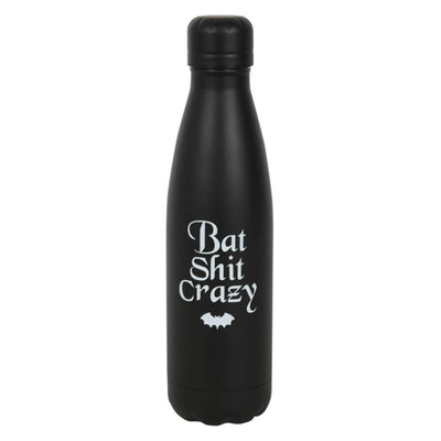 Bat Shit Crazy Black Halloween Metal Water Bottle.