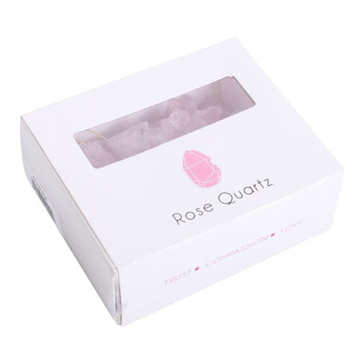 Box Of Rose Quartz Rough Crystal Chips.