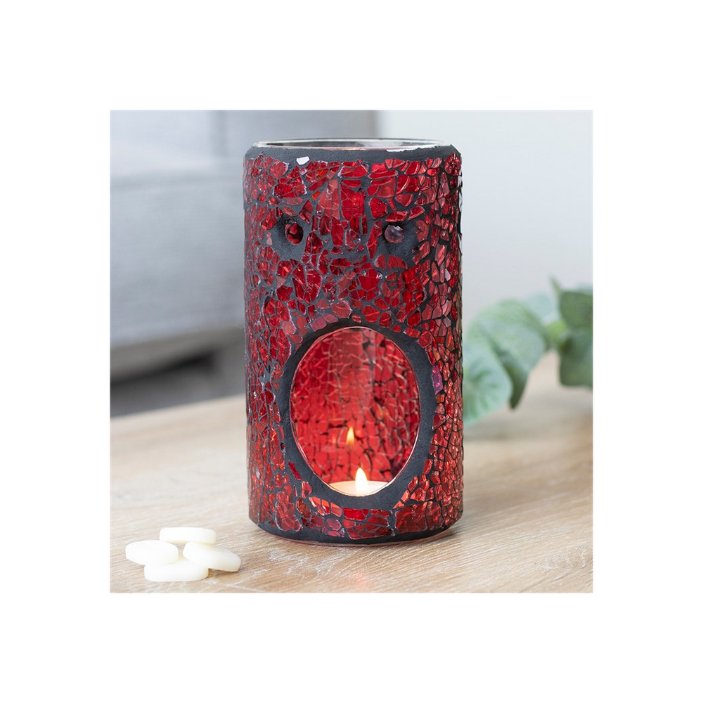 Red Pillar Crackle Glass Oil Burner