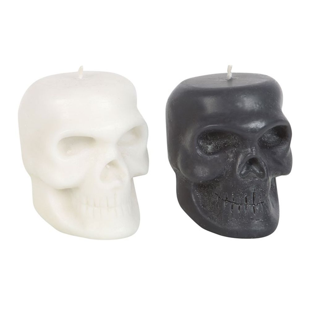 Set of 12 Black And White Sage Skull Candles In Display Box&nbsp;